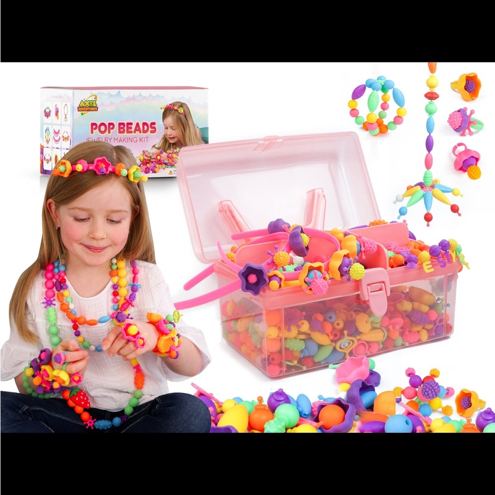 Snap pop Beads Craft Kids Easy Clean-up Necklace EUC